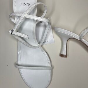 Mango White Minimal Strappy Sandal